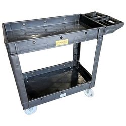 Plastic Utility Cart, 40" L x 17-1/2" W with Handle 2 Shelves, 550lb CapCapacity(PAKPP17)