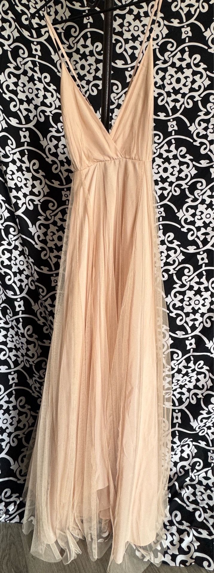 Beige flurry dress long