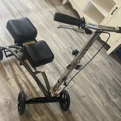 Black Metal Knee Scooter  Adjustable Height Foldable