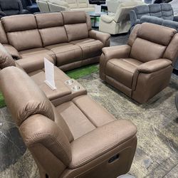 Premium Recliner 3Pcs Living Room Set (Brown Or Black Available)