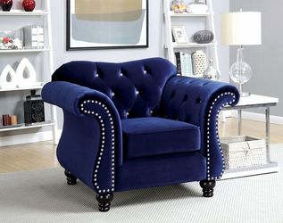 Blue Flannelette Glam Chair