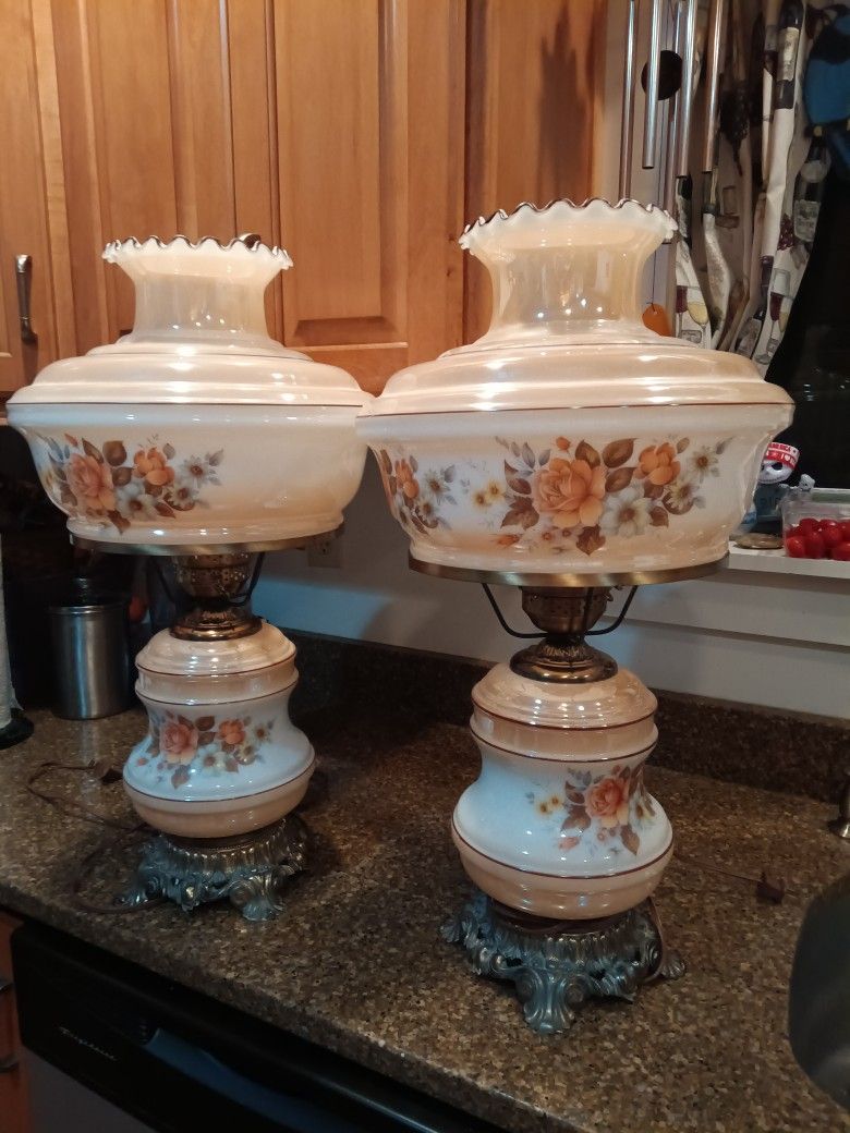 1971 Hurricane Lamps  Set Of 2 