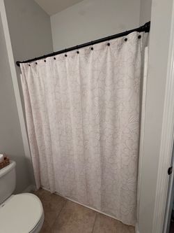 White/Cream Floral Textured Shower Curtain