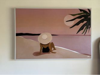 Woman on the beach canvas painting