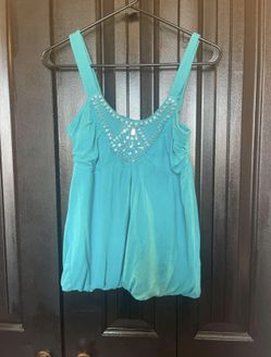 Turquoise Dressy Tank Top Size Large