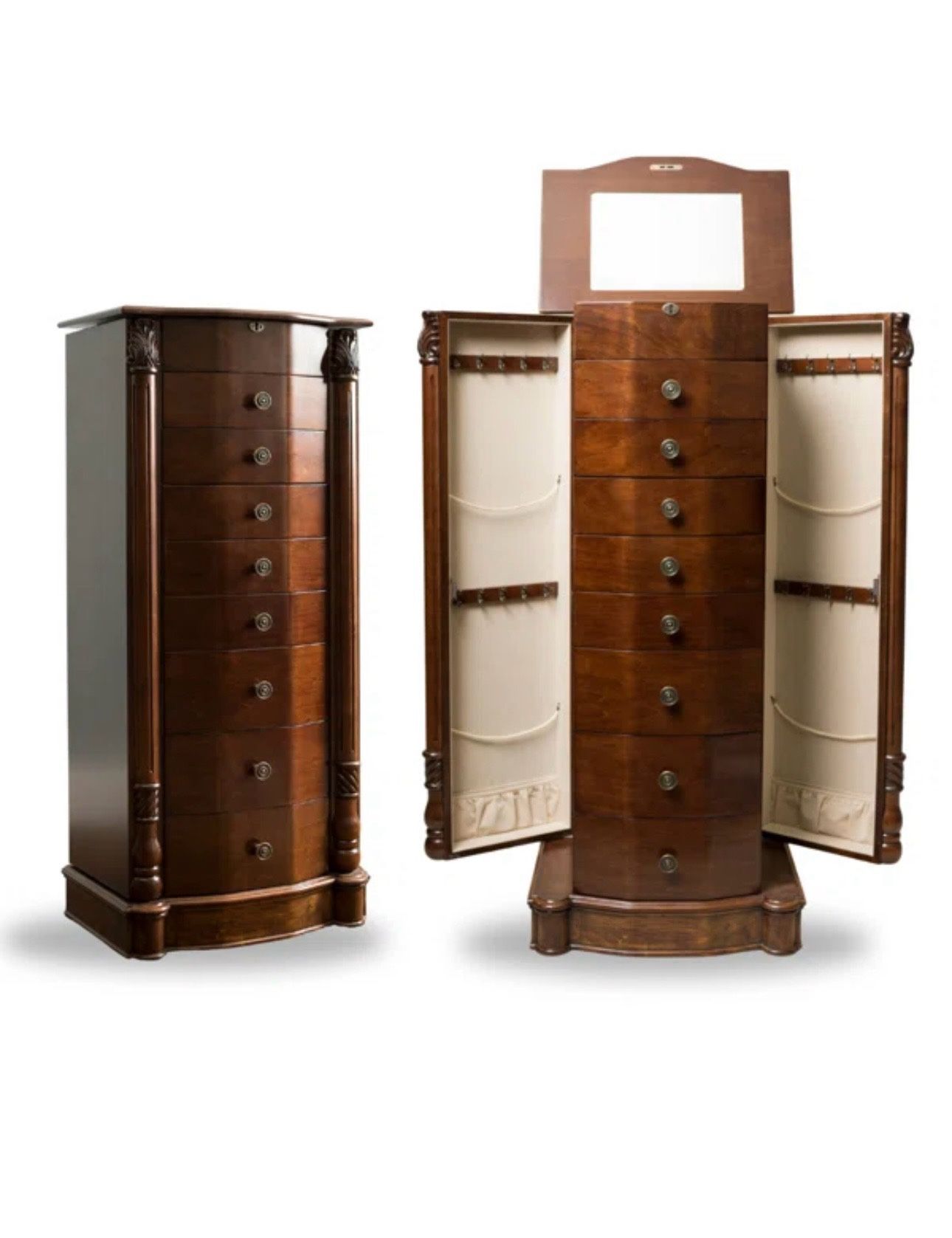 Zakhar 17.25" Wide Freestanding Jewelry Armoire with Mirror