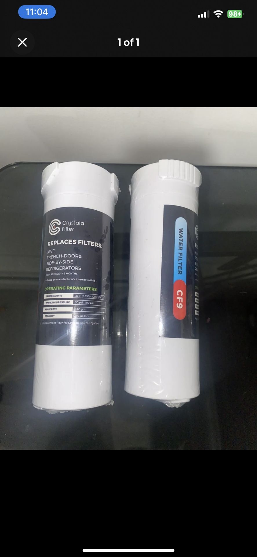 2 Pack Crystala CF9 Compatible with GE Refrigerator Water Filter XWF System