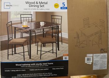 BRAND NEW Mainstays 5-Piece Wood & Metal Dining Set
