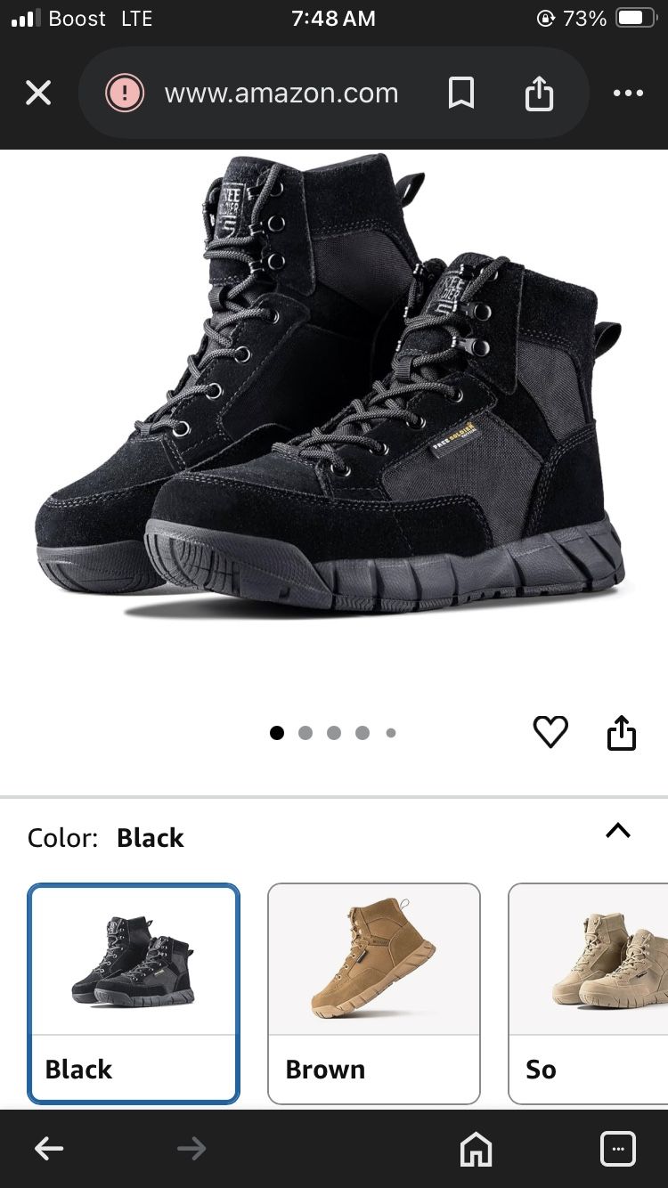 FREE SOLDIER Men's Waterproof Hiking Tactical Work Boots 6 Inches Lightweight Military Breathable Desert Boots(Black US 7)