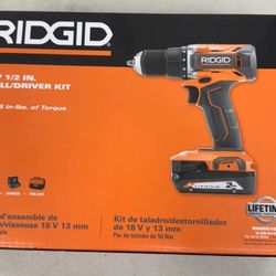 FREE BONUS BATTERY! NEW RIDGID 18V Cordless 1/2" Drill Kit with 2Ah Battery & Charger