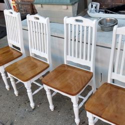 4 White Oak Wooden  Chairs