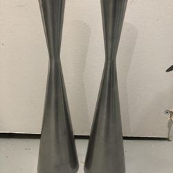 2 IKEA Metal Tapered Candle Holders