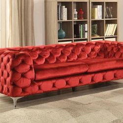 Acme Adam Sofa in Red Velvet 52795

