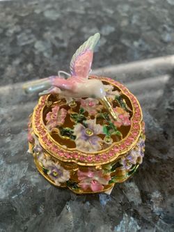 Hummingbird Floral Jewelry Box