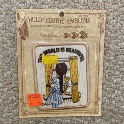 Vintage Holly Hobbie Patch The World Is Beautiful Appliqué Sew-on Three Fish 4” X 3” 