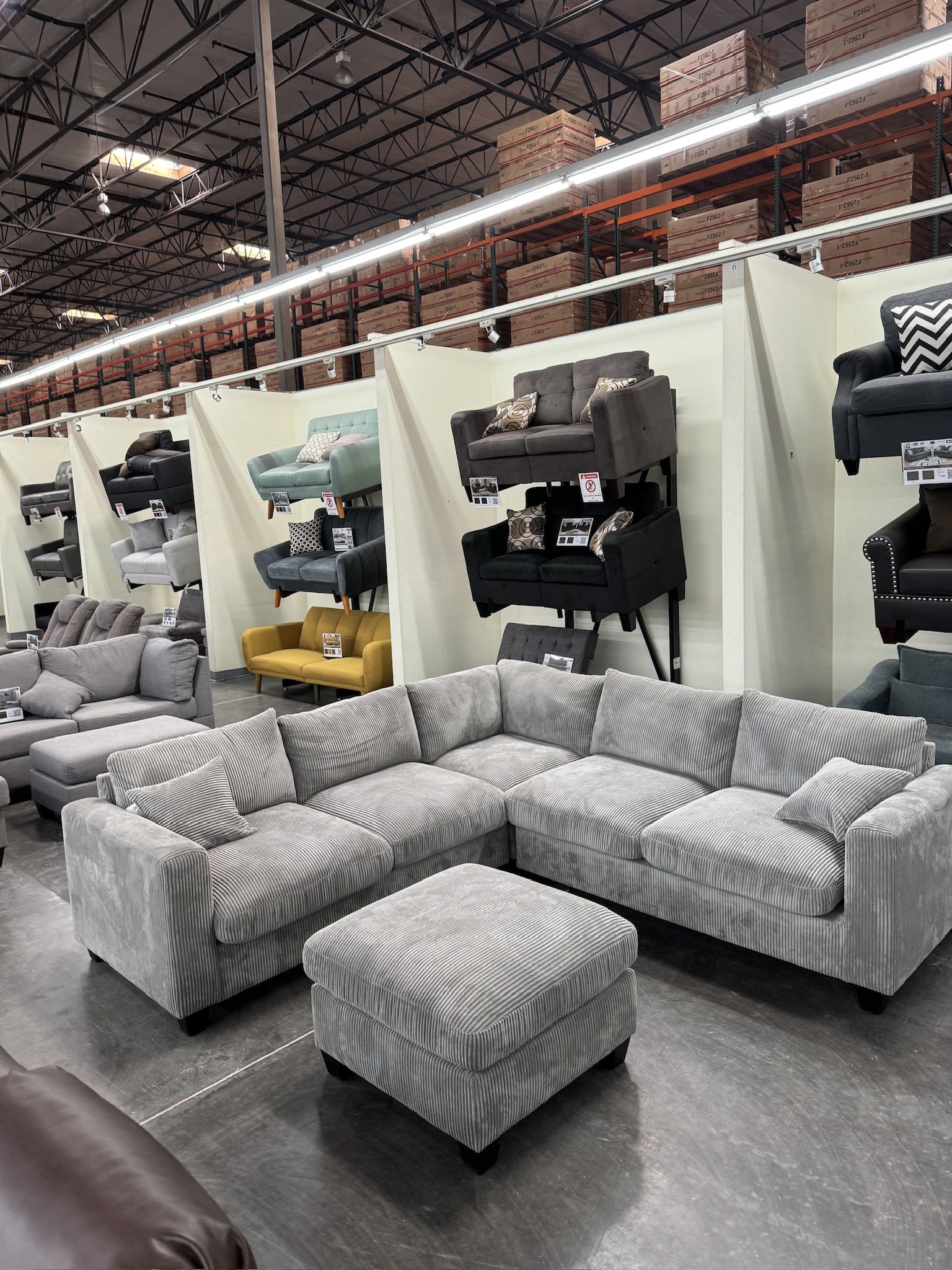 Brand New Grey Sectional Sofa Couch With Ottoman (New In Boxes)