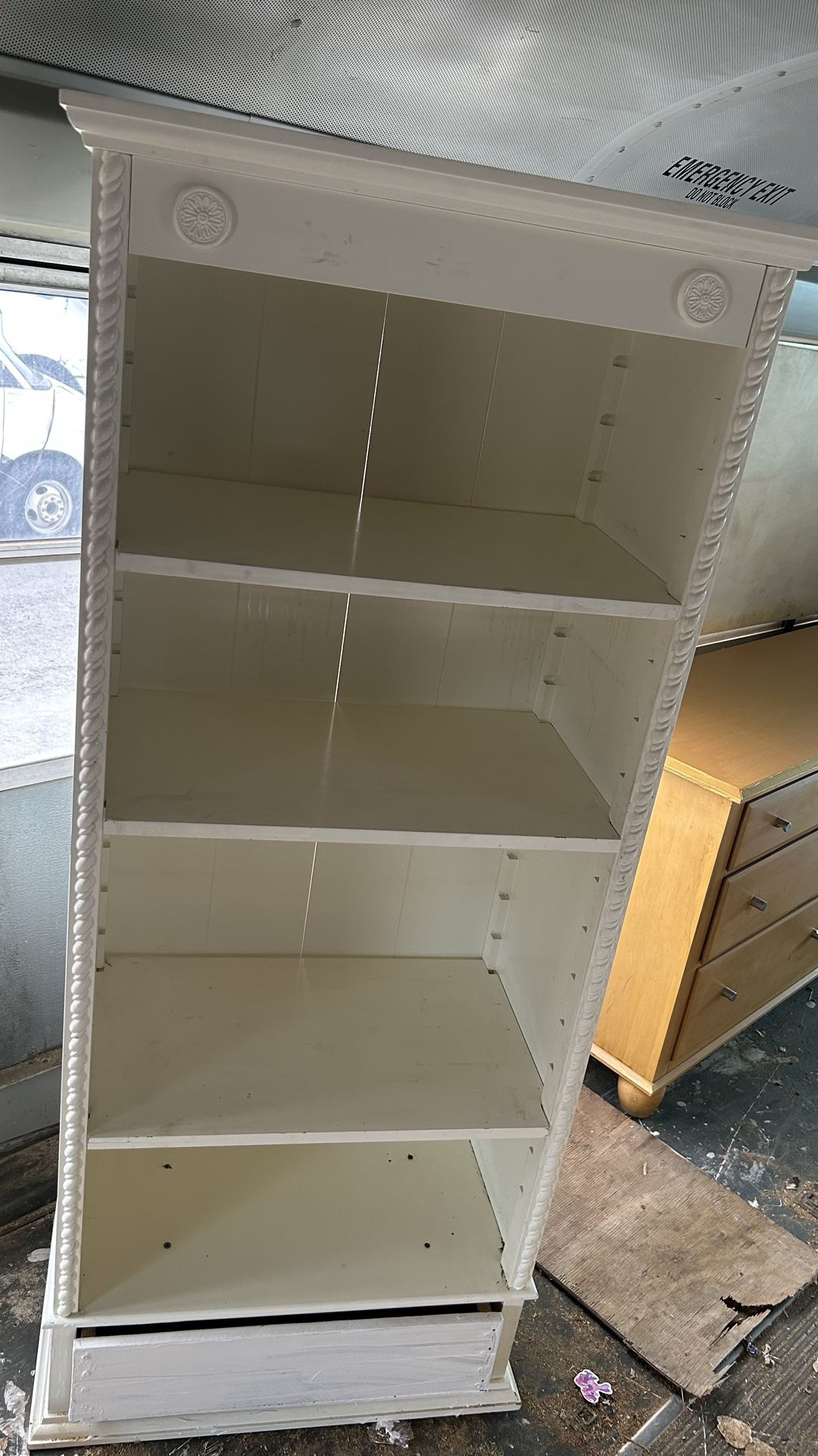 Bookcase bookshelf off white shelves storage with drawer L26”*D15”*H65”(address in description)