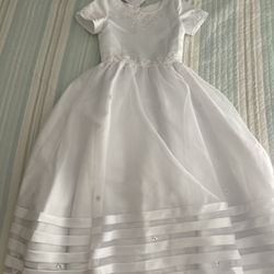 First Communion White Satin Dress- NEW