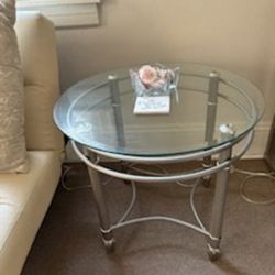 Pair of Round Glass Side Tables – Modern & Sturdy Design