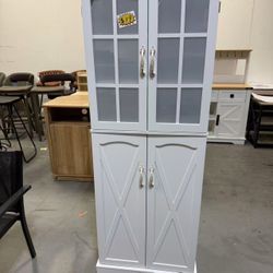 New 64" Tall Kitchen Storage Cabinet with Doors and Shelves, Free Standing Pantry 