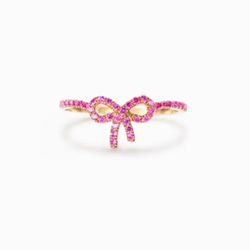Pink Bow Sterling Silver Ring 