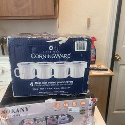 Vintage Corning Ware Hot/cold Mugs W/ Lids