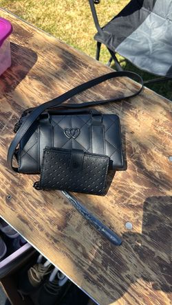 Betsy Johnson Black Quilted Crossbody Bag with Wallet