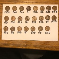 Wheat Pennies 1950’s Lot