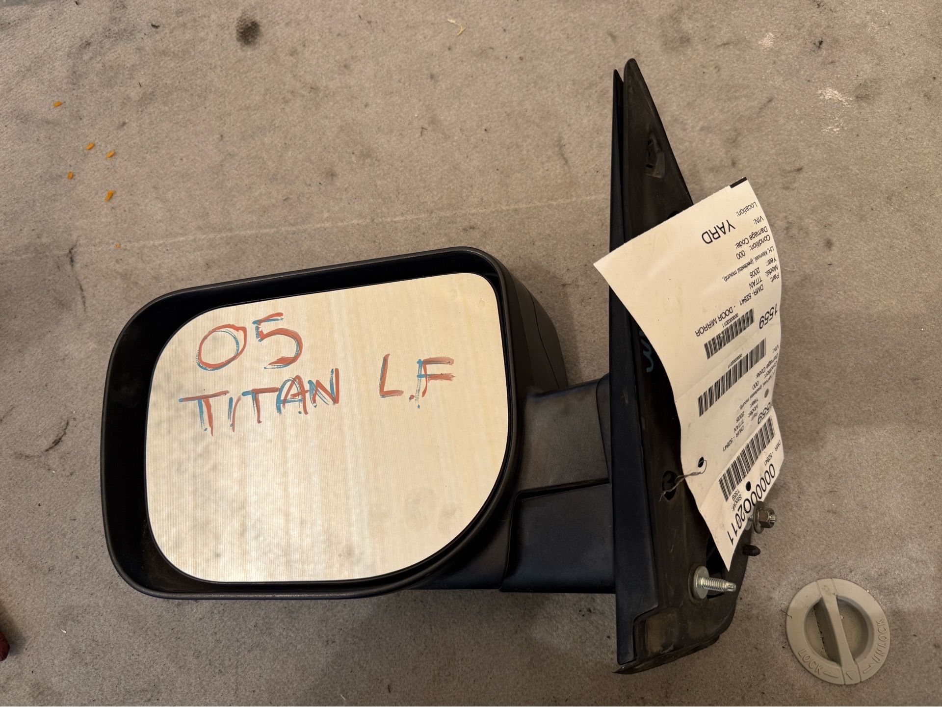 2004 - 2015 Nissan Titan Door Mirror Driver Side LH black manual stock#1559