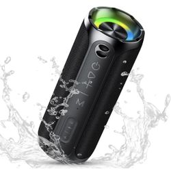 IPX7 Waterproof Speaker Bluetooth Wireless, 20W Loud Stereo Sound, 24H Playtime, RGB Lights, Dual Pairing, Bluetooth 5.3 Wireless Speaker