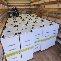 Qty. 60 White Pedestal Rolling File Cabinets 

STEELCASE