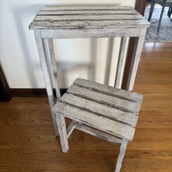 Distressed White Wood End Tables (Set Of 2)