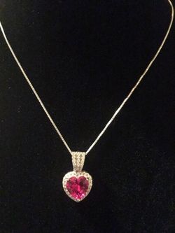 Sterling Silver Ruby Heart CZ Pendent Only- chain sold separately.