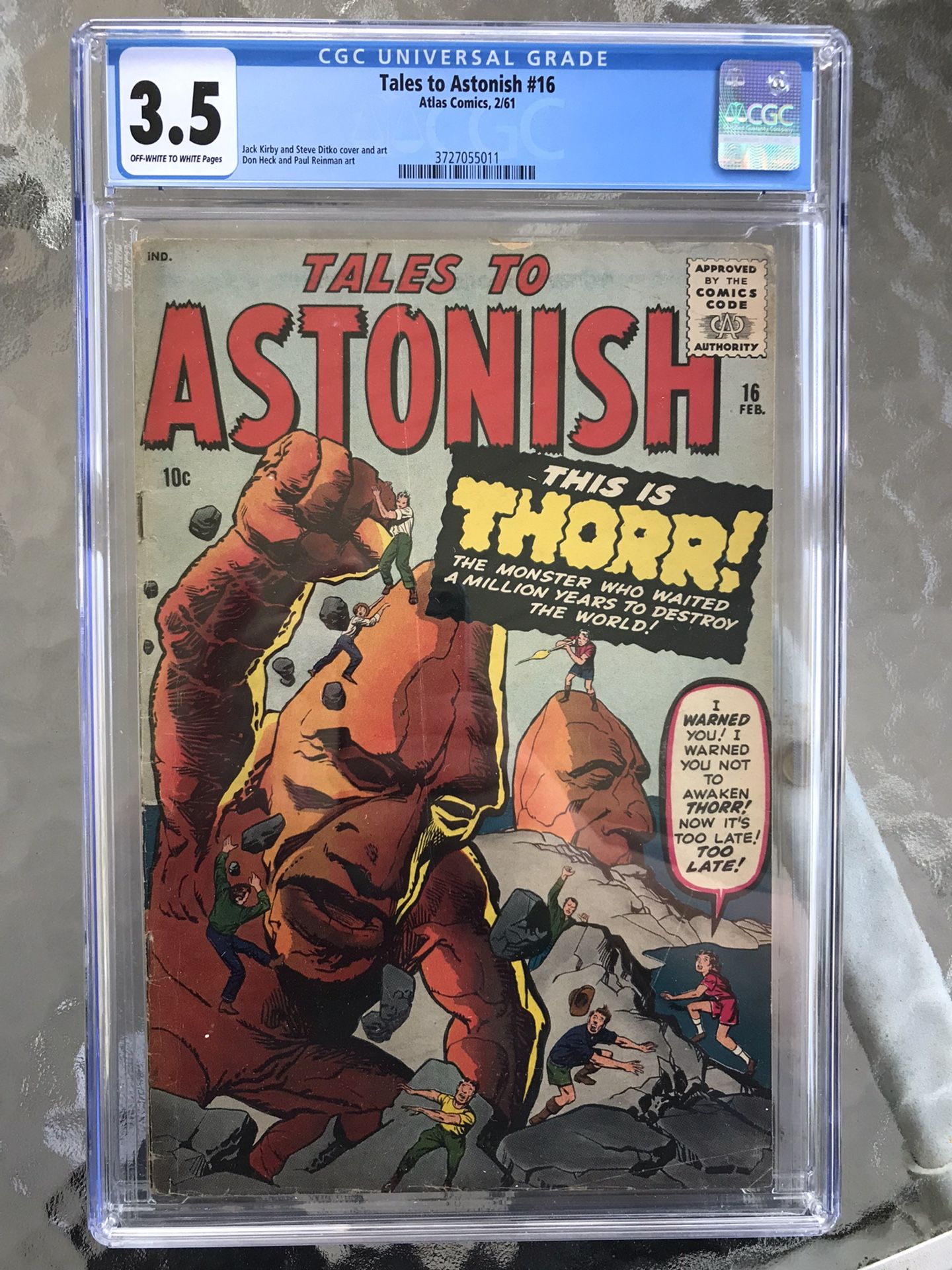 Tales to Astonish #16 (1961) CGC 3.5 — Thorr Story; Jack Kirby & Steve Ditko