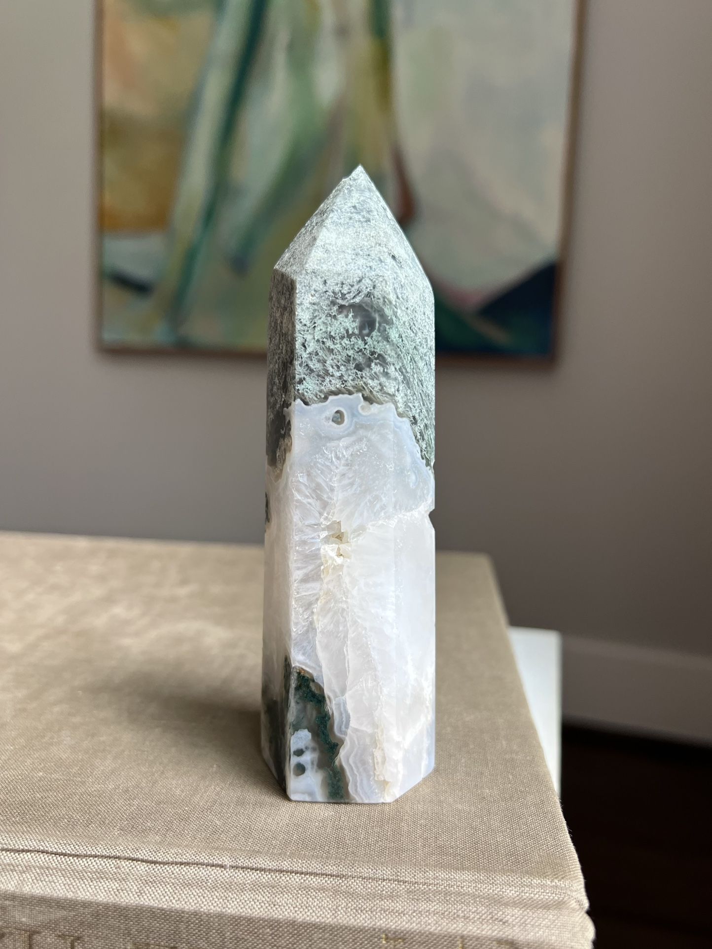 Moss Agate Tower ( firm on price )