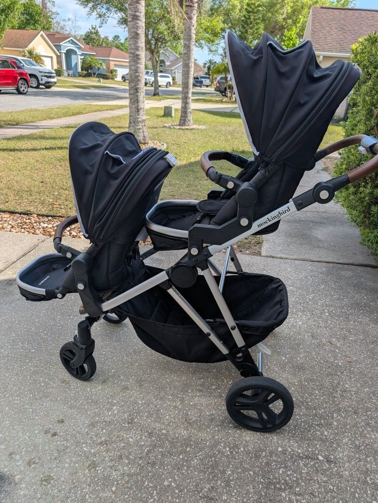 Mockingbird Single to Double Stroller with Second Seat kit.