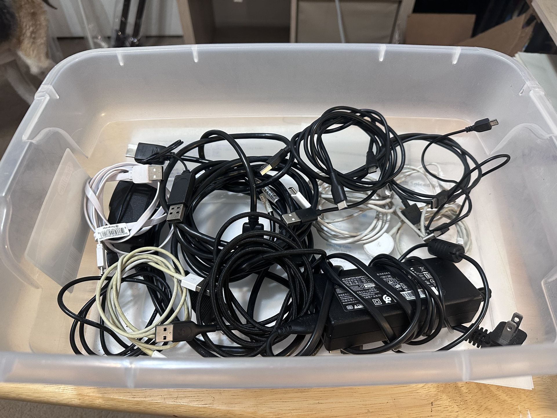 Bin Of Assorted Chargers