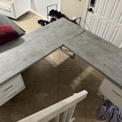 White/Gray L Shaped Desk 