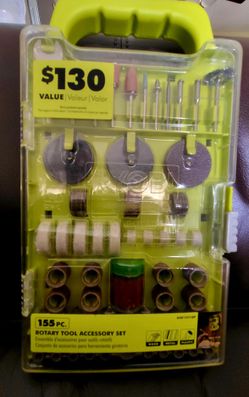 NEW RYOBI 155 Pc Rotary Tool Accessory Bit Kit With Storage Case Ryobi A981551