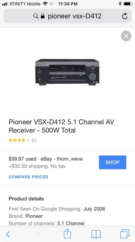 pioneer vsx-D412 Surround sound receiver
