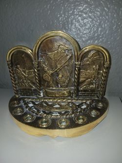 1950s Nordia Menorah Brass Bronze Judaic