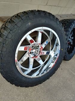 New 22x12 -44 hardcore rims and terrain tires. $0 down to ride today. Ulohos 2940 N Keystone Mon-Sat 10-6