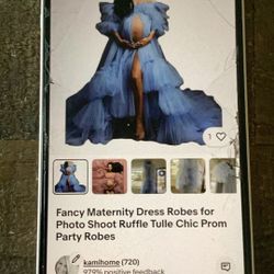 Fancy Maternity Dress Robe Photo shoot Baby Boy Ruffle Tulle Blue
