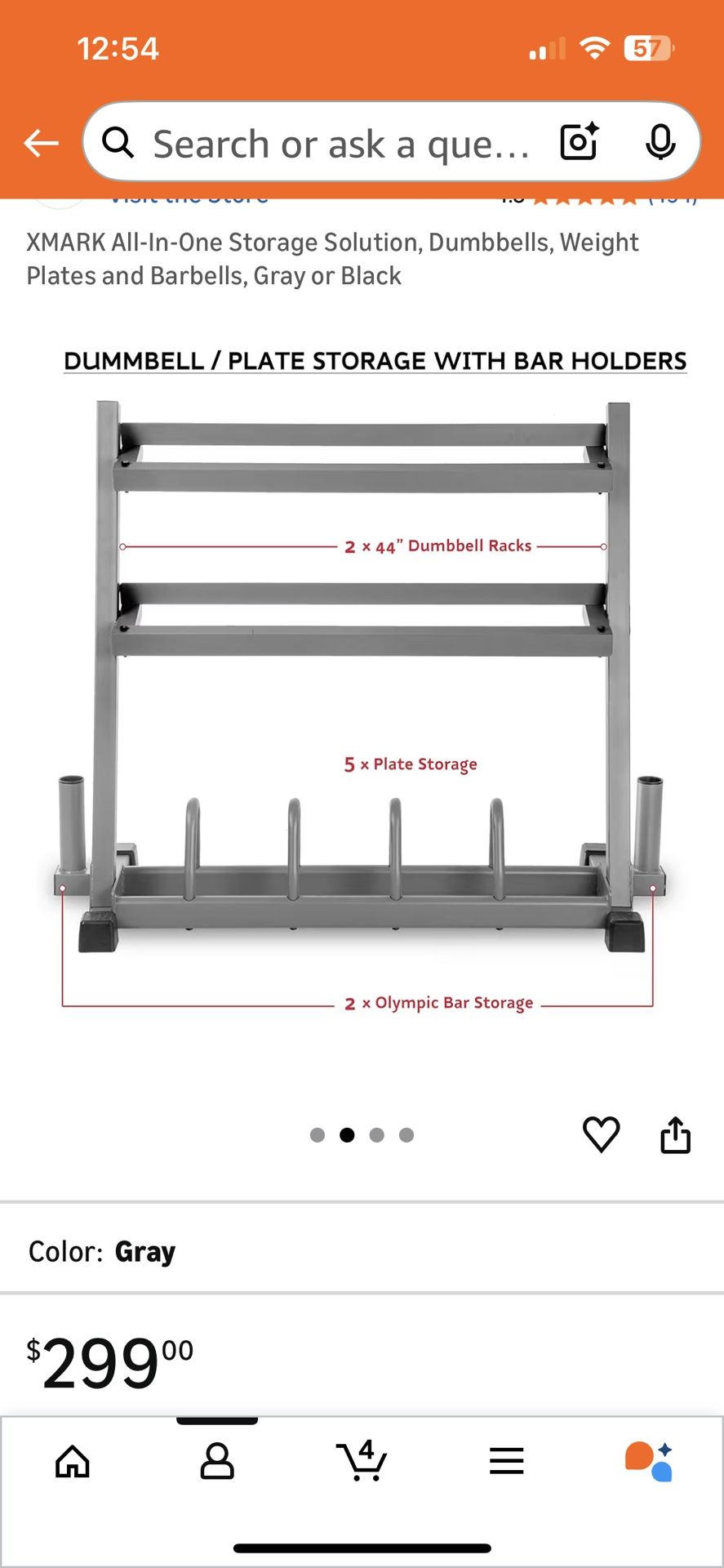 Dumbbell/Plate Storage with Bar Holder