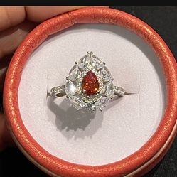 Solid Sterling Silver 925 Ruby Cocktail Ring Size 9