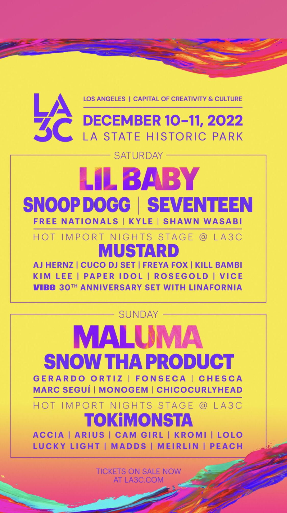 LA3C Festival Tickets (2)Saturday 12/10