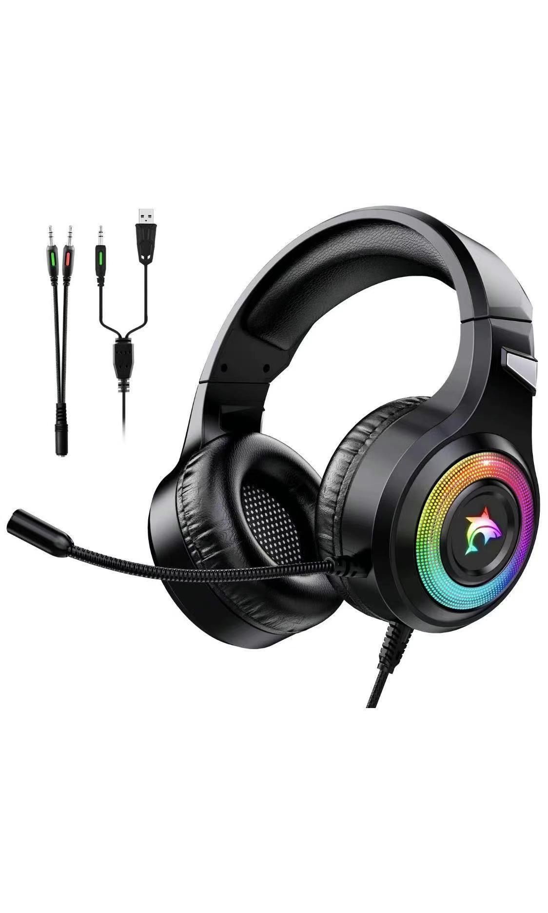 Gaming Headset Xbox One Headset with Stereo Surround Sound,PS4 Gaming Headset with Mic & LED Light Noise Cancelling Over Ear Headphones Compatible wit