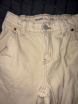Old Navy Boys Beige Cargo Baggy Jeans Size 8 & 10 Adjustable Waist Pockets