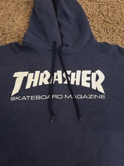 Thrasher Hoodie Sweatshirt (Large, Navy)