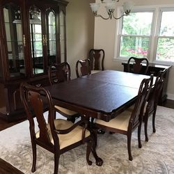 Thomasville Solid Cherry Dining Room Set – Complete (Table, 8 Chairs, China Cabinet & Server)